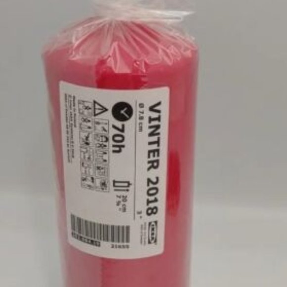 Ikea Candle Vinter 2018 Unscented Solid Pattern Red Christmas 7 ¾ New in Package - Picture 2 of 3